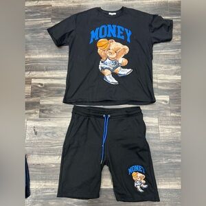 Retro Label Athletic Black and Blue Performance Shorts